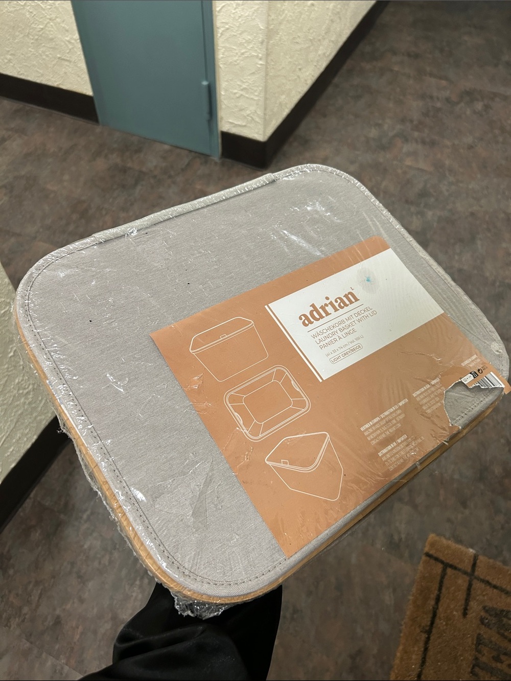 ADRIAN Cloth Fabric Light Gray Laundry Basket & Lid BRAND NEW FACTORY SEALED